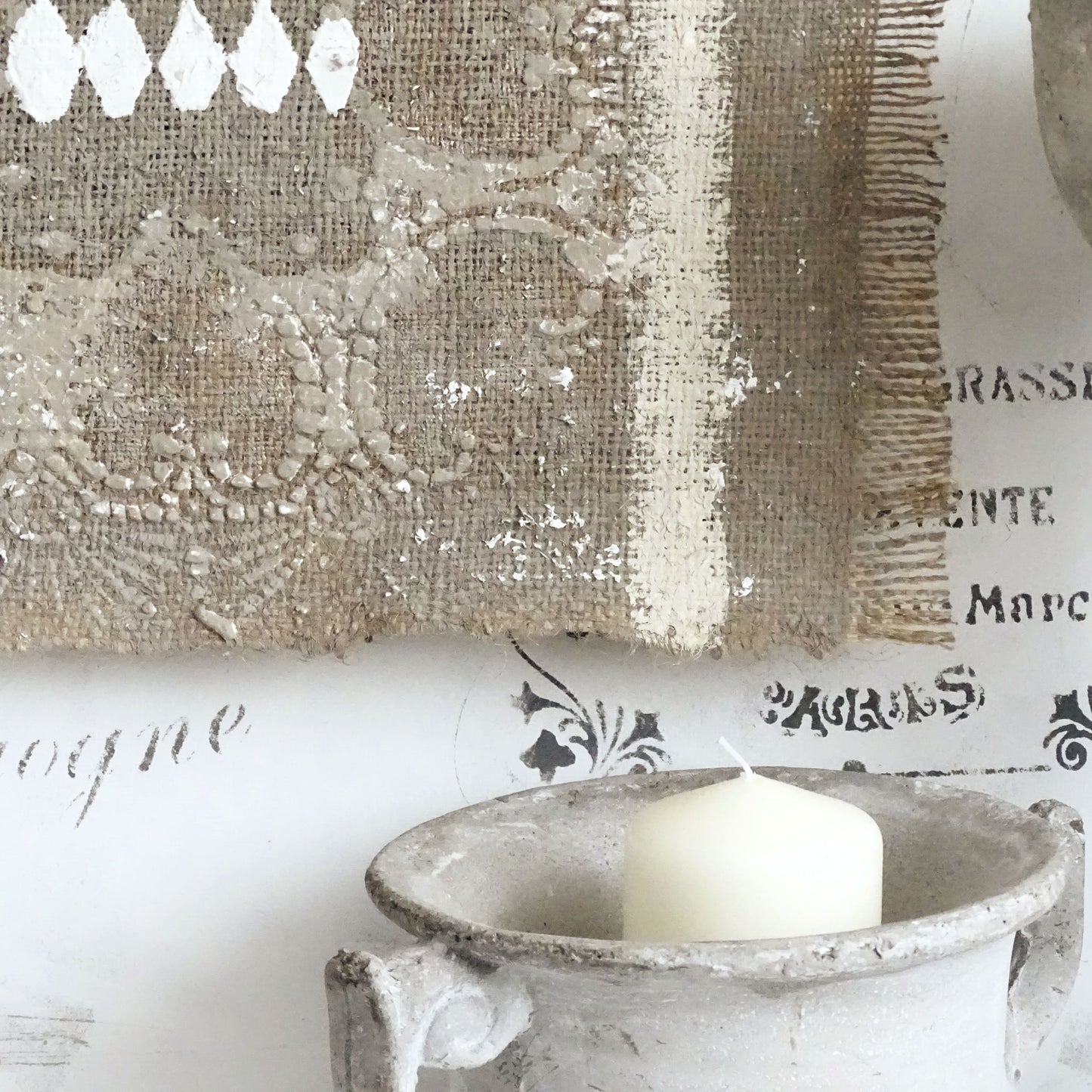 Abstract Burlap Tapestry Textile Wall Art, Neutral Wabi Sabi Wall Hanging, Contemporary Decor