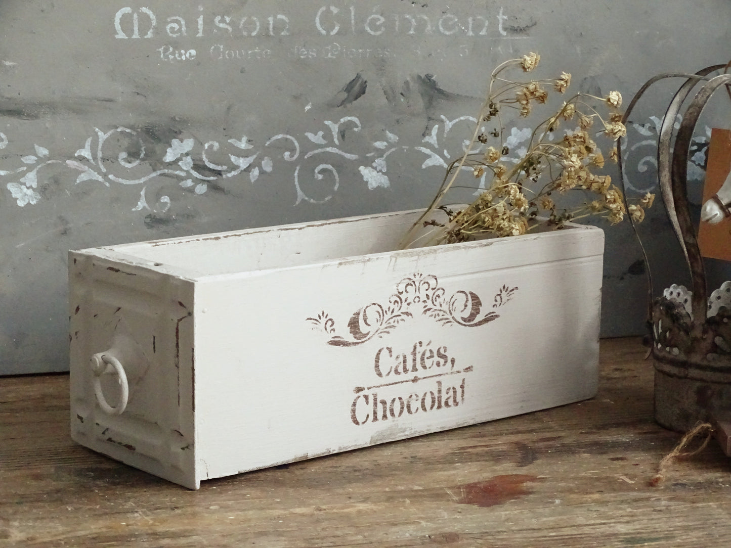 Sewing Machine Drawer, Distressed Wood Cabinet Drawer Tray, Tabletop Storage Display Box, Card File Desk Organizer