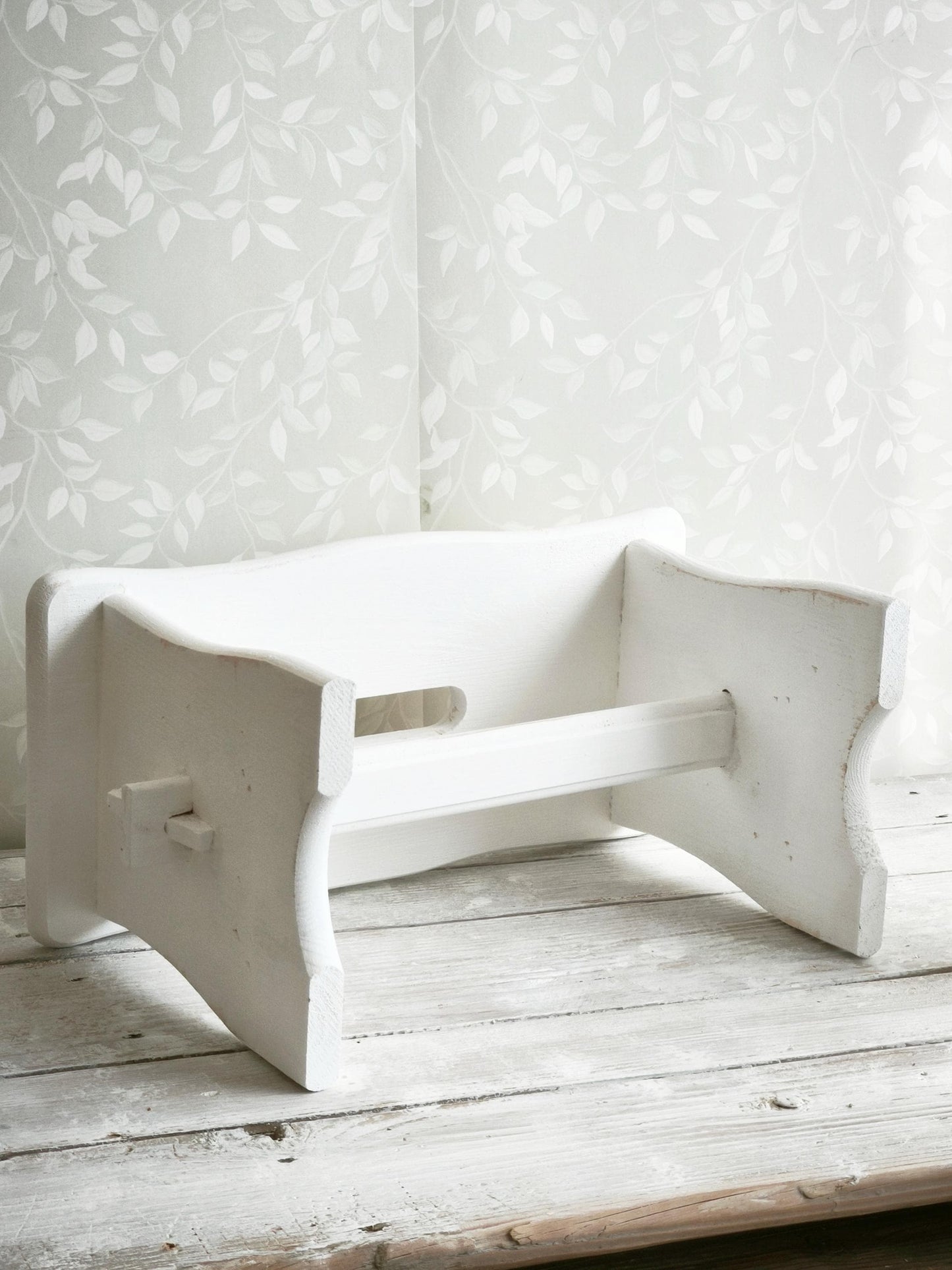 Primitive White Wood Step Stool: Rustic Modern Farmhouse Decor, Plant Stand