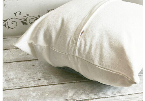 Upcycled Bed Linen Cushion with Hand Embroidered Red Flowers