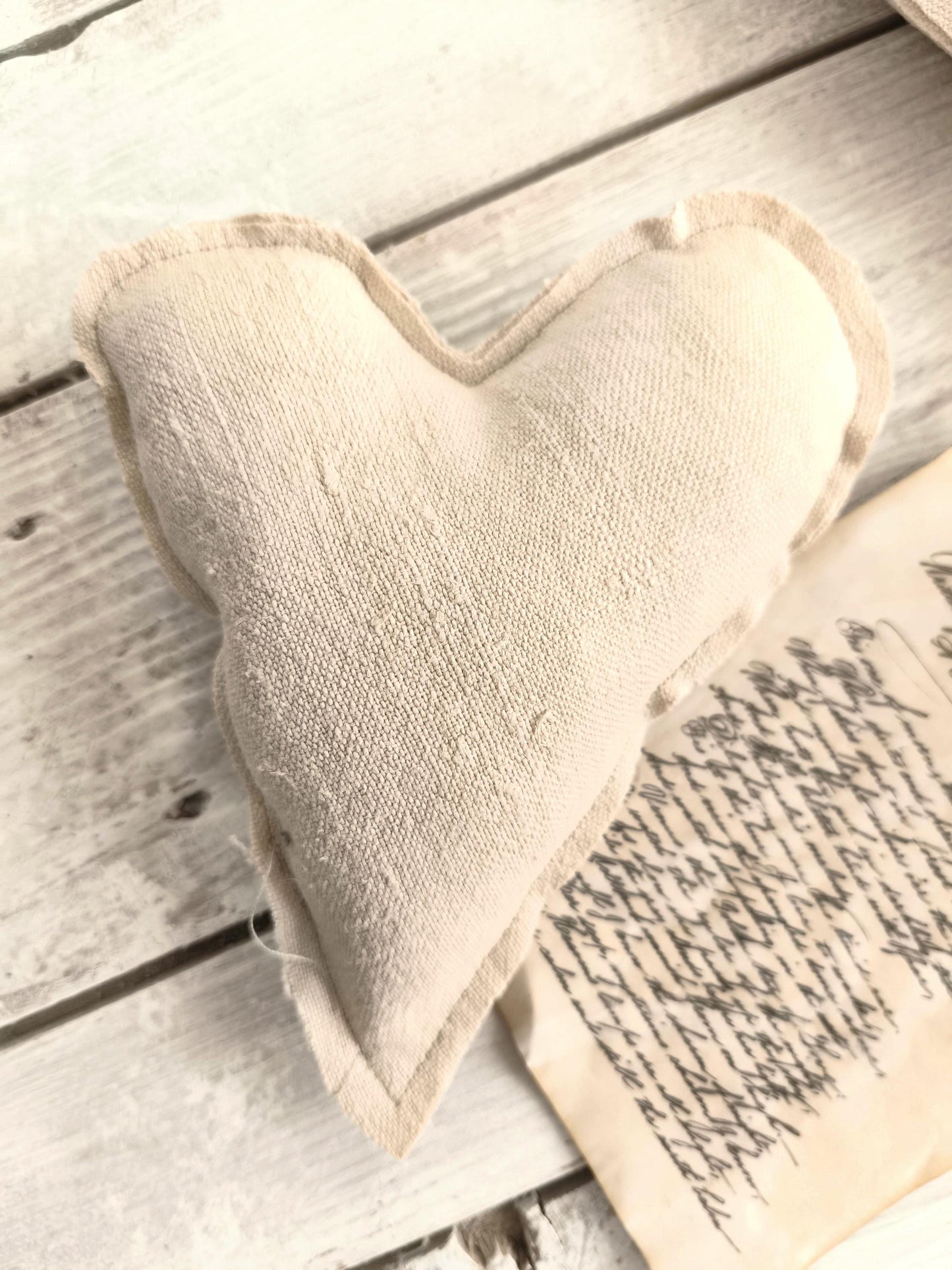 Large Antique Linen Heart Red Stripe, Primitive Farmhouse Cloth Bowl Filler, Wall Hanging Grain Sack Fabric Stuffed Valentine Heart Ornament