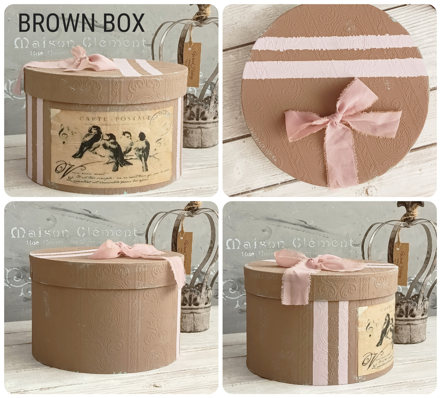 Shabby Chic Hat Box: Aged French Country Decor, Romantic Storage