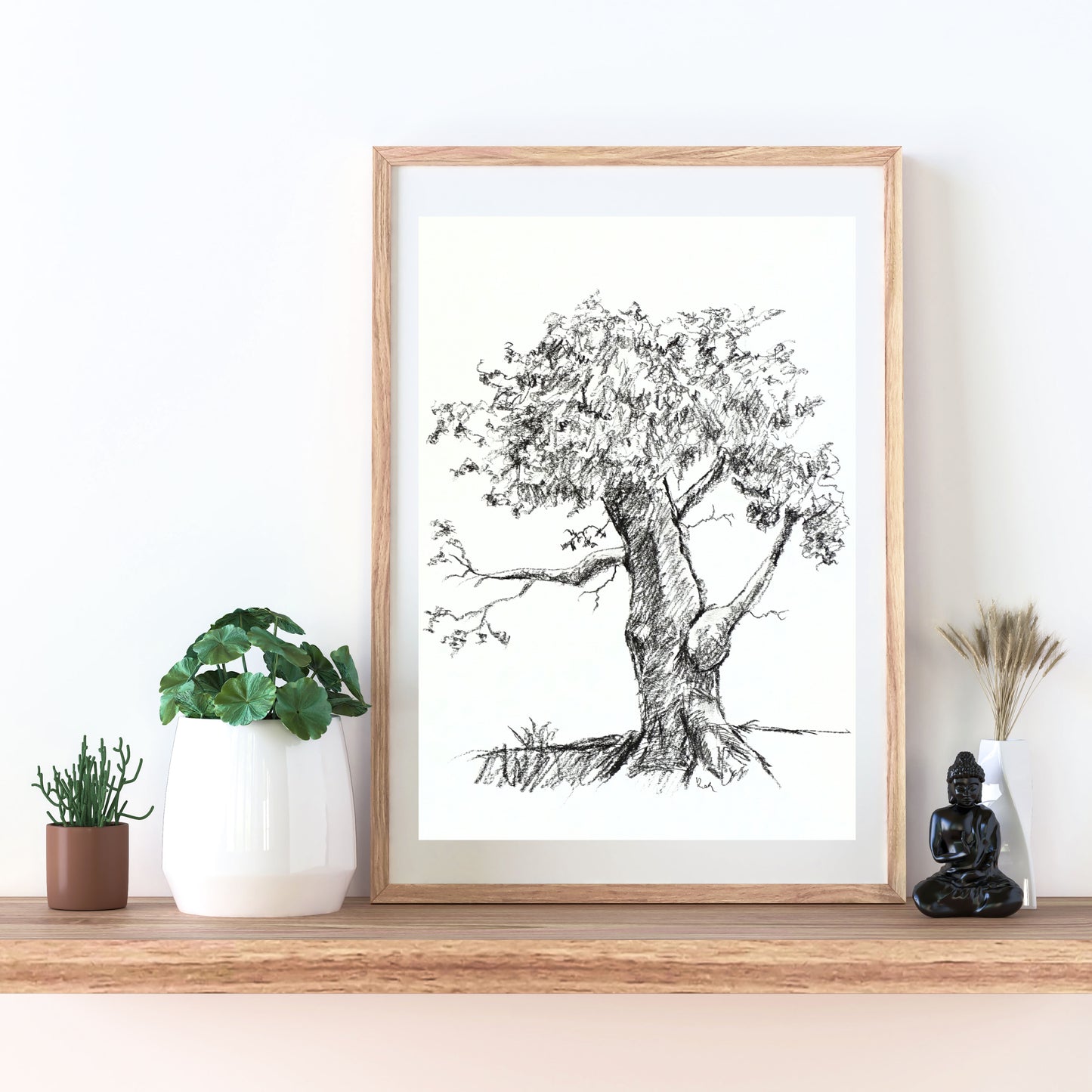 Tree Original Charcoal Drawing, Sketch