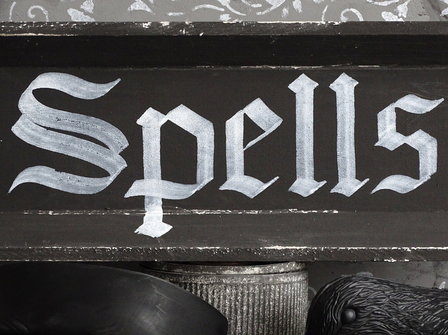 Witch SPELLS, Gothic Original Artwork on Wood, Hand Painted, Hand Lettered