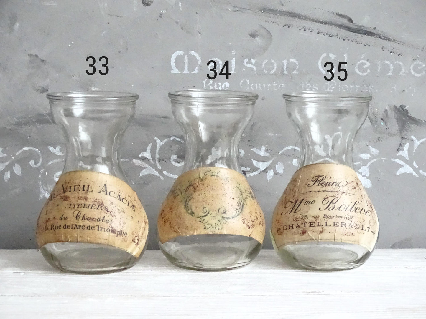 Small Apothecary Medicine Bottle Jar with French Label & Cork Stopper