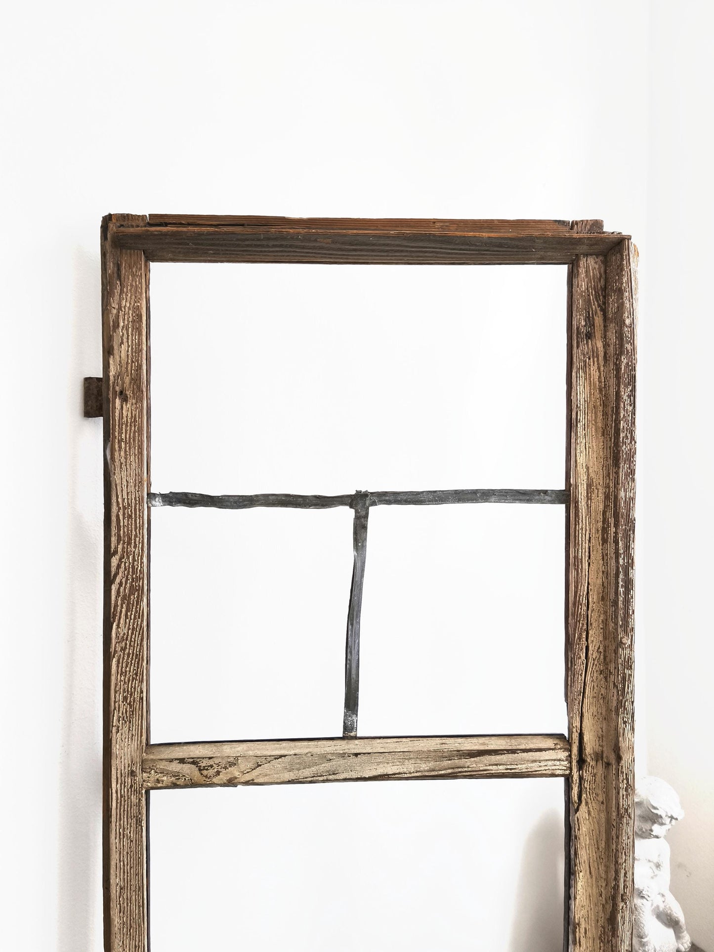 Antique 2-Pane Wood Window Frame: Modern Farmhouse Wall Decor