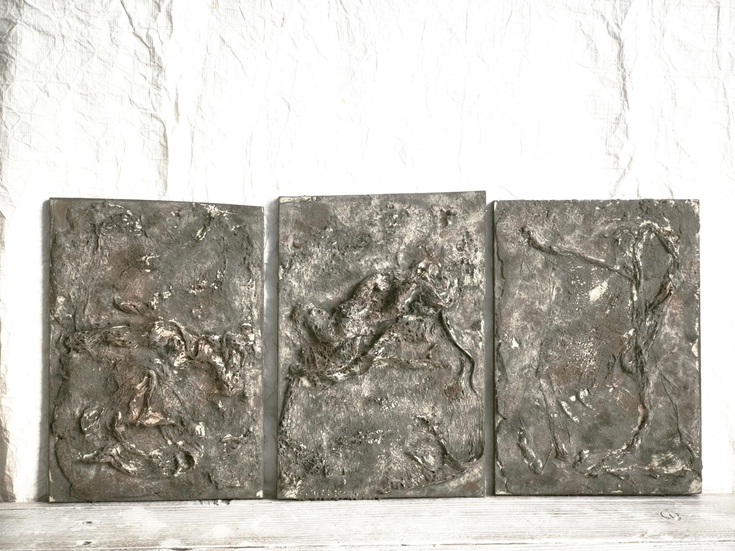 Wabi Sabi Textured Plaster Wall Art, Japandi Neutral Sculpture, Organic Modern Decor