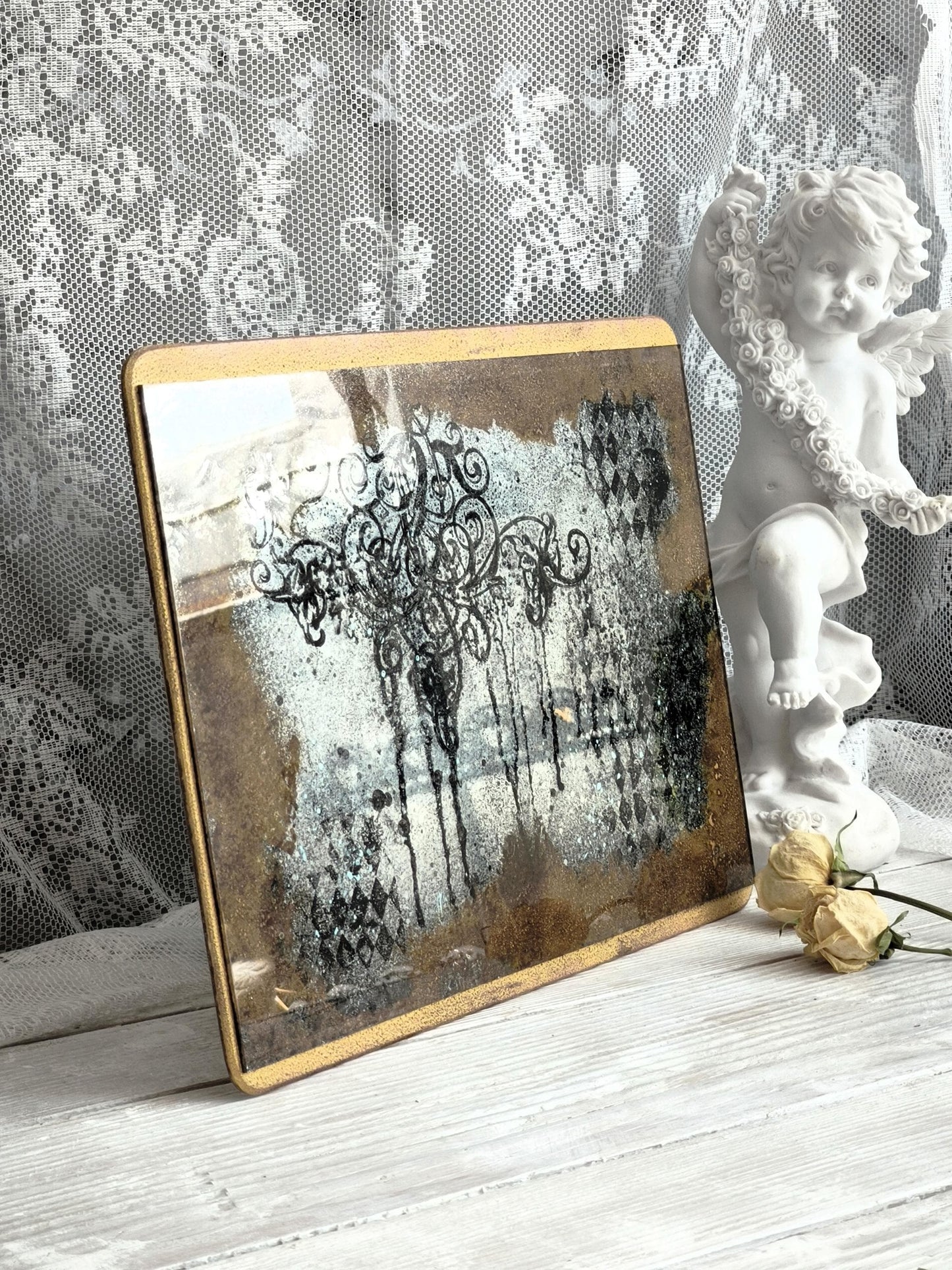 Handmade Distressed Gothic Wall Mirror, Hand Silvered, Antiqued