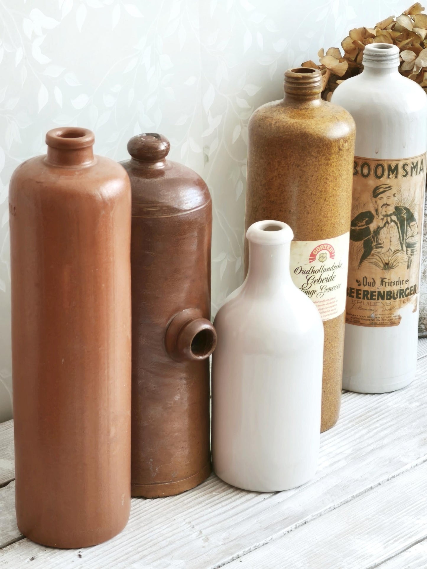 Antique Stoneware Bottle Salt Glazed, Ironstone Pottery Liquor Jar, Ceramic Vase, Hot Water Bottle, Bed Warmer, Modern Farmhouse Decor