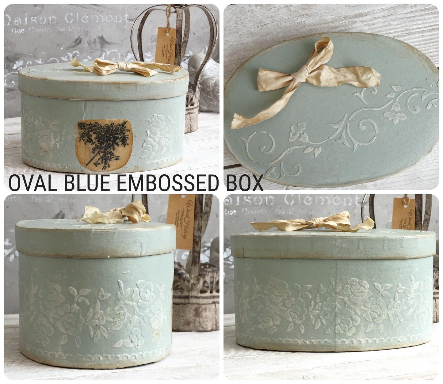 Shabby Chic Hat Box: Aged French Country Decor, Romantic Storage