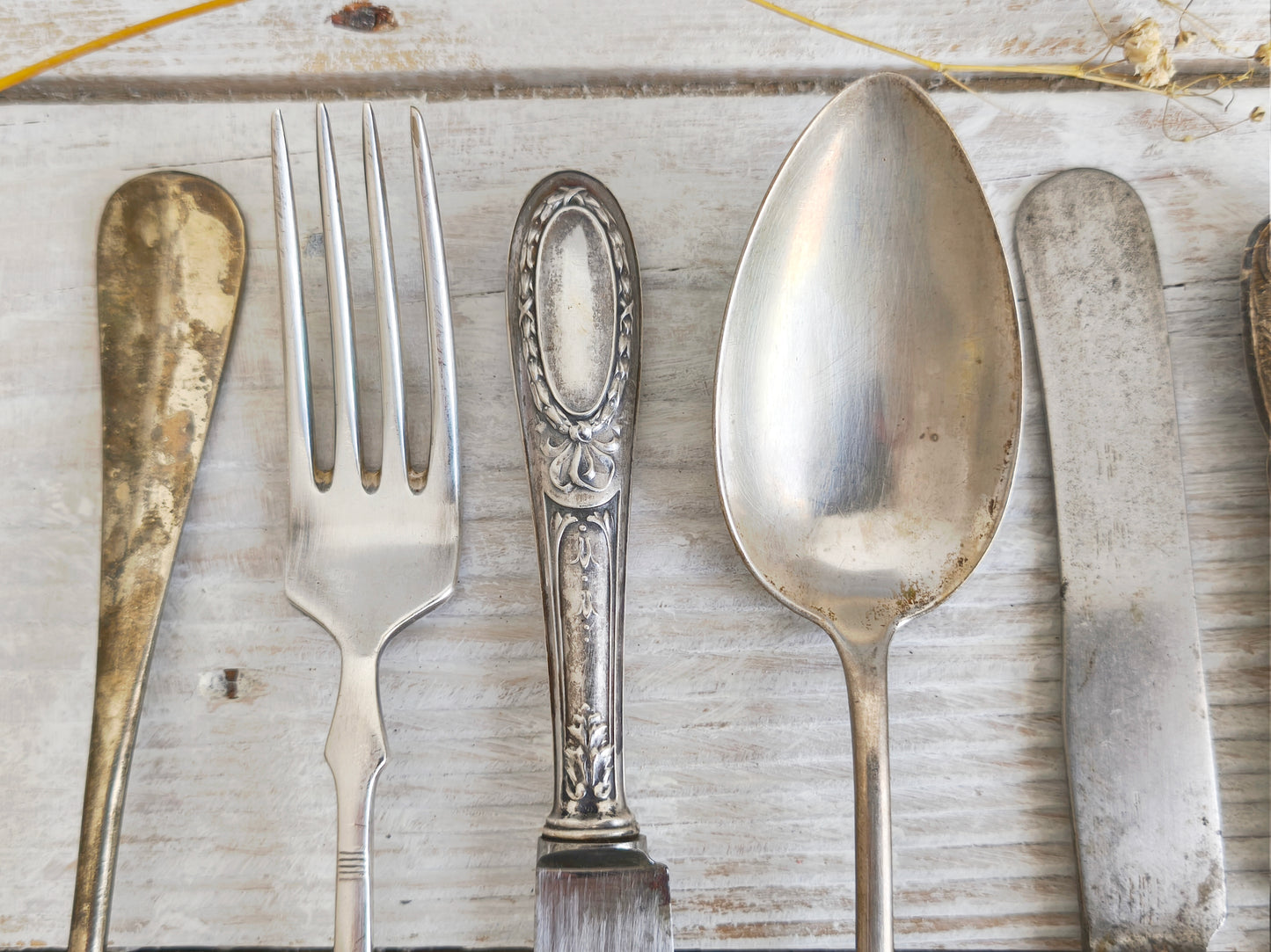 Antique Mismatched Silverplate Cutlery, Silverware Flatware, Food Photo Prop, Wedding Table