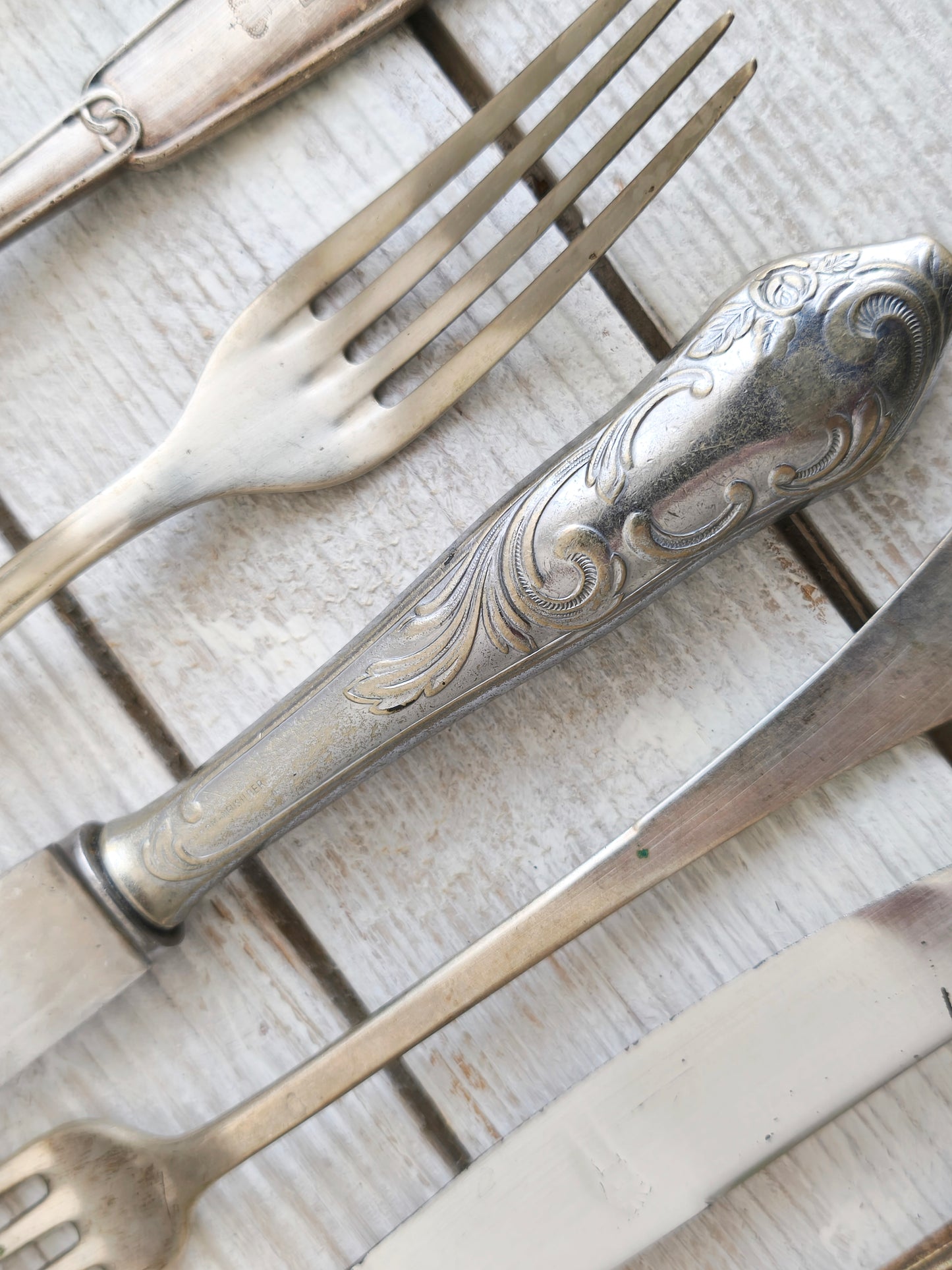 Antique Mismatched Silverplate Cutlery, Silverware Flatware, Food Photo Prop, Wedding Table