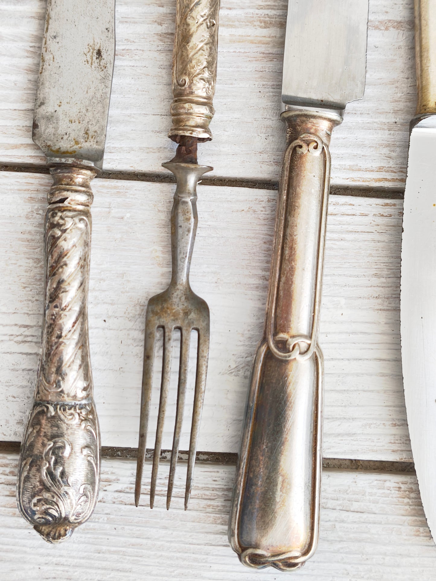 Antique Mismatched Silverplate Cutlery, Silverware Flatware, Food Photo Prop, Wedding Table