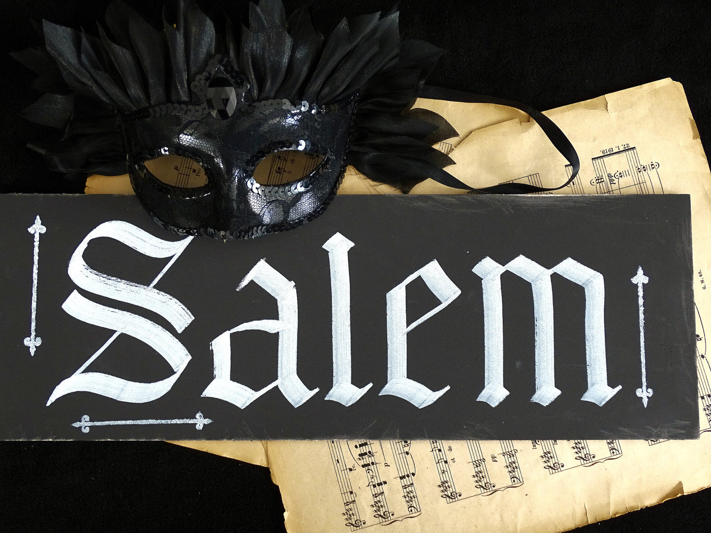 Salem Witch Gothic Original Artwork on Wood, Hand Painted, Hand Lettered