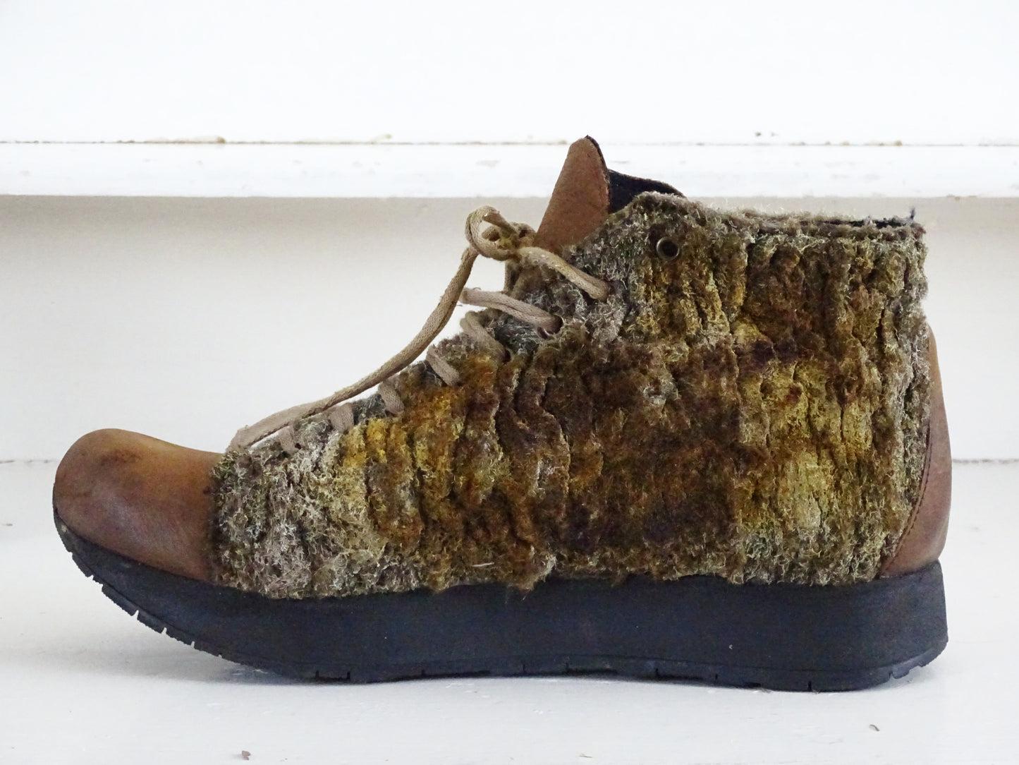Papucei Leather Designer Shoes Sheep Fur, Chunky Shoes, Ankle Lace Up Boots, Booties, Shoes Women Men, US 9 EU 40 UK 6.5