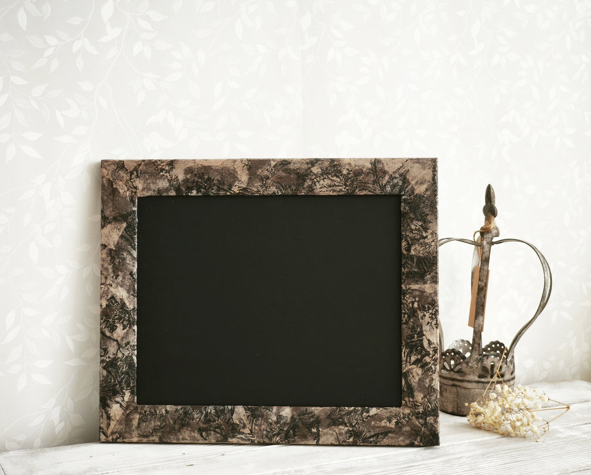 Antique Toile Framed Chalkboard, Message Board