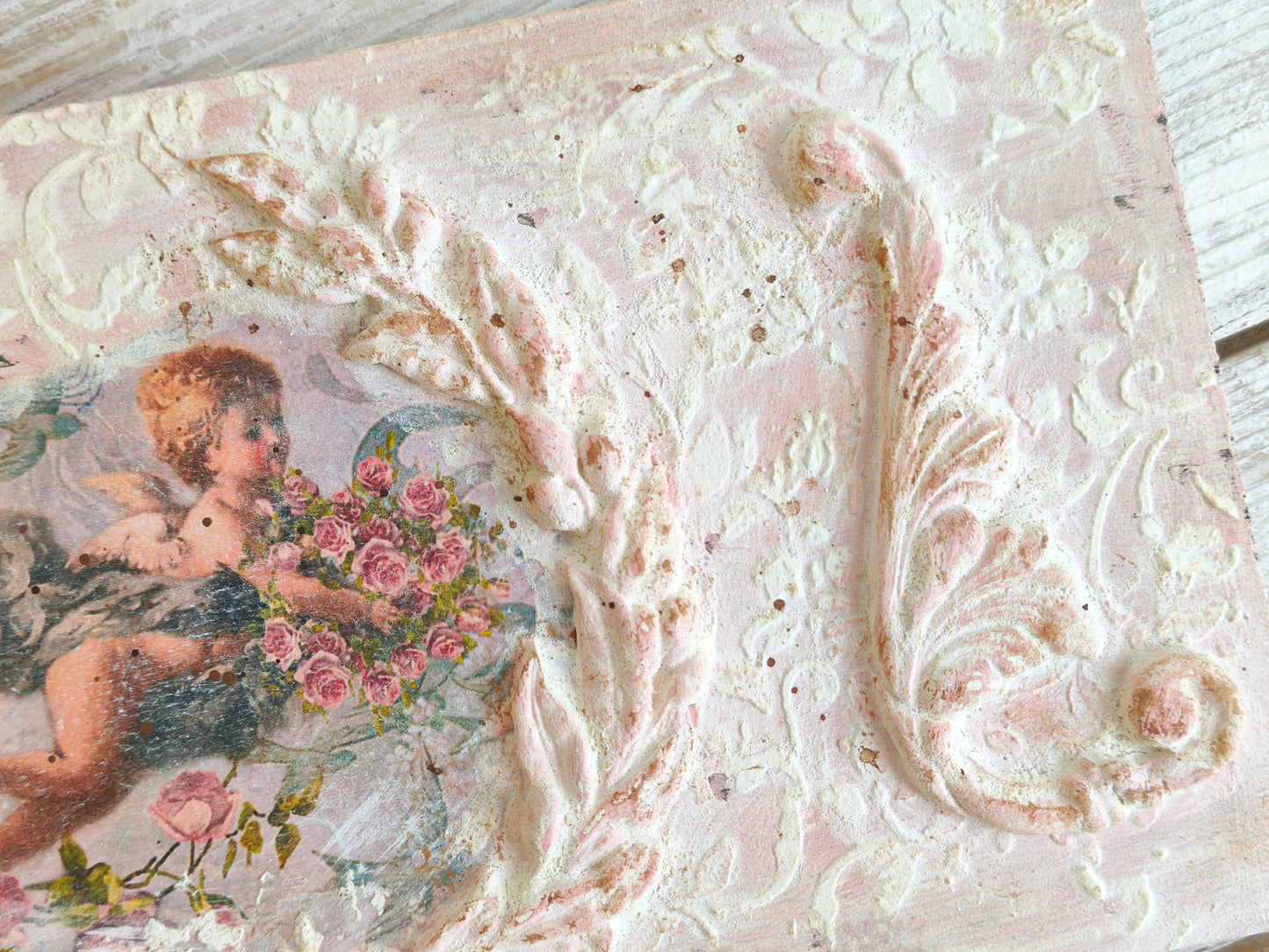Pink or White Cherub Wall Plaque, Antique French Inspired Wall Decor