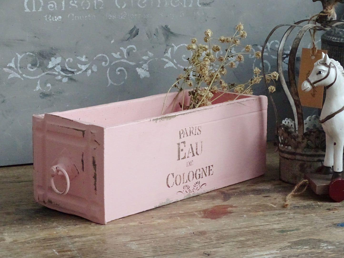 Sewing Machine Drawer, Distressed Wood Cabinet Drawer Tray, Tabletop Storage Display Box, Card File Desk Organizer