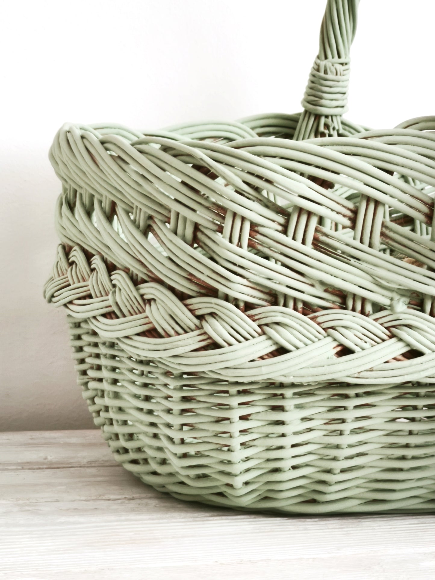 Green Wicker Market Basket with Bow