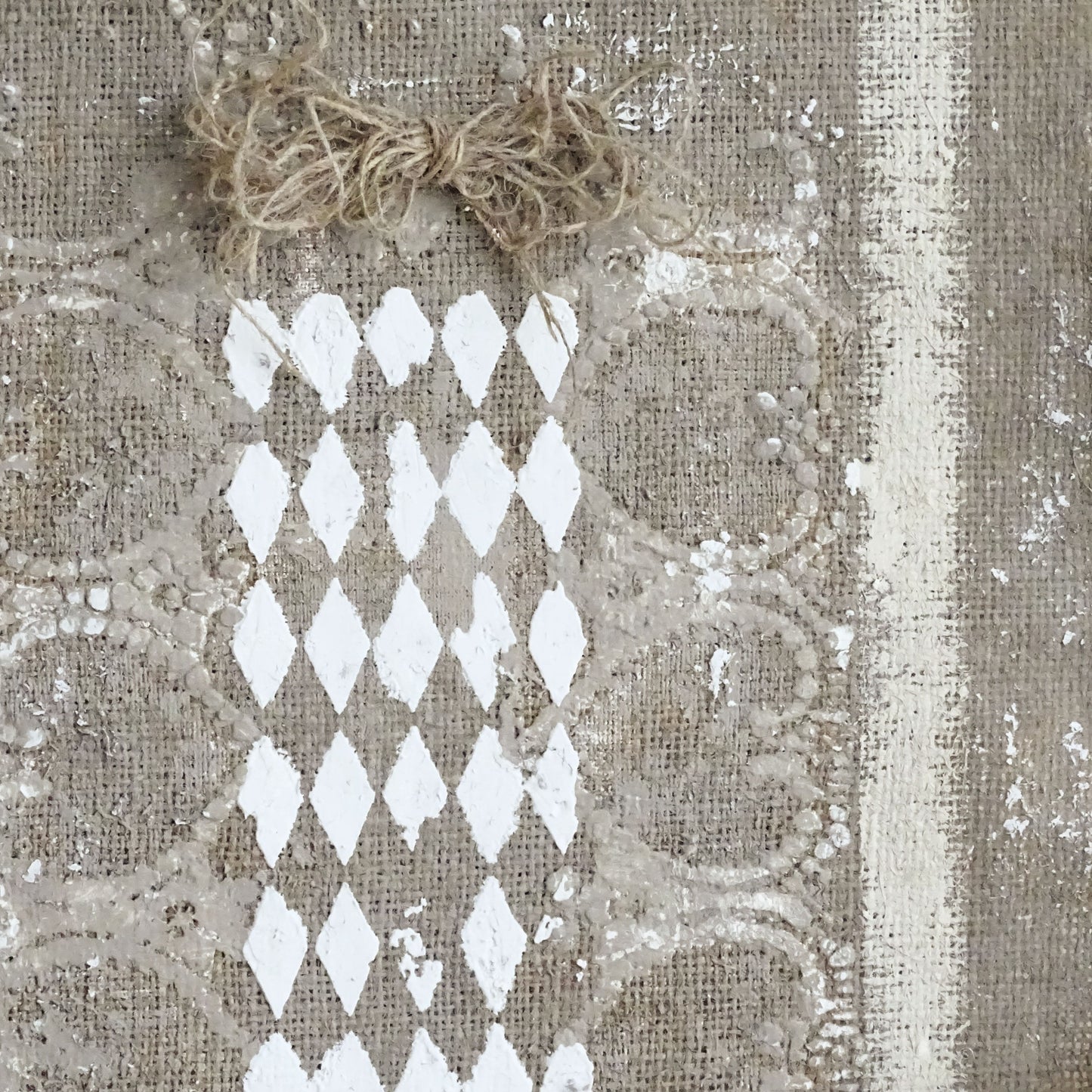Abstract Burlap Tapestry Textile Wall Art, Neutral Wabi Sabi Wall Hanging, Contemporary Decor