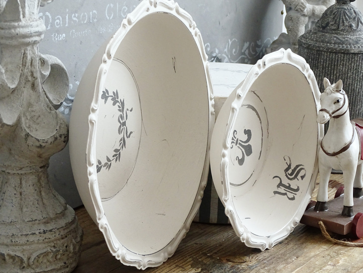 White Ornate Metal Bowl, Round Trinket Tray, Shabby Chic Decor