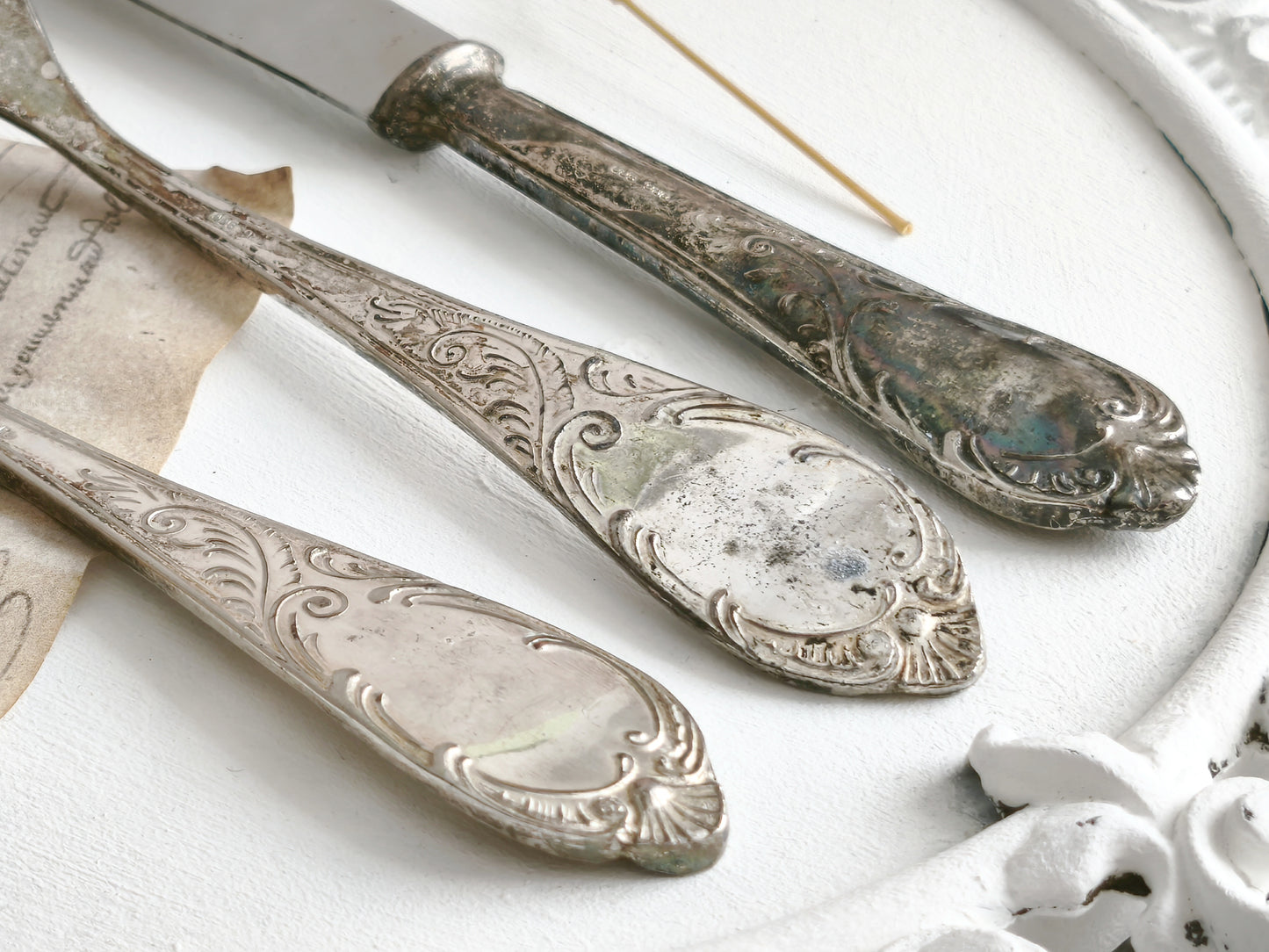 24 pcs Antique Silverplated Flatware Ornate Baroque Design, Escroignard & Cie
