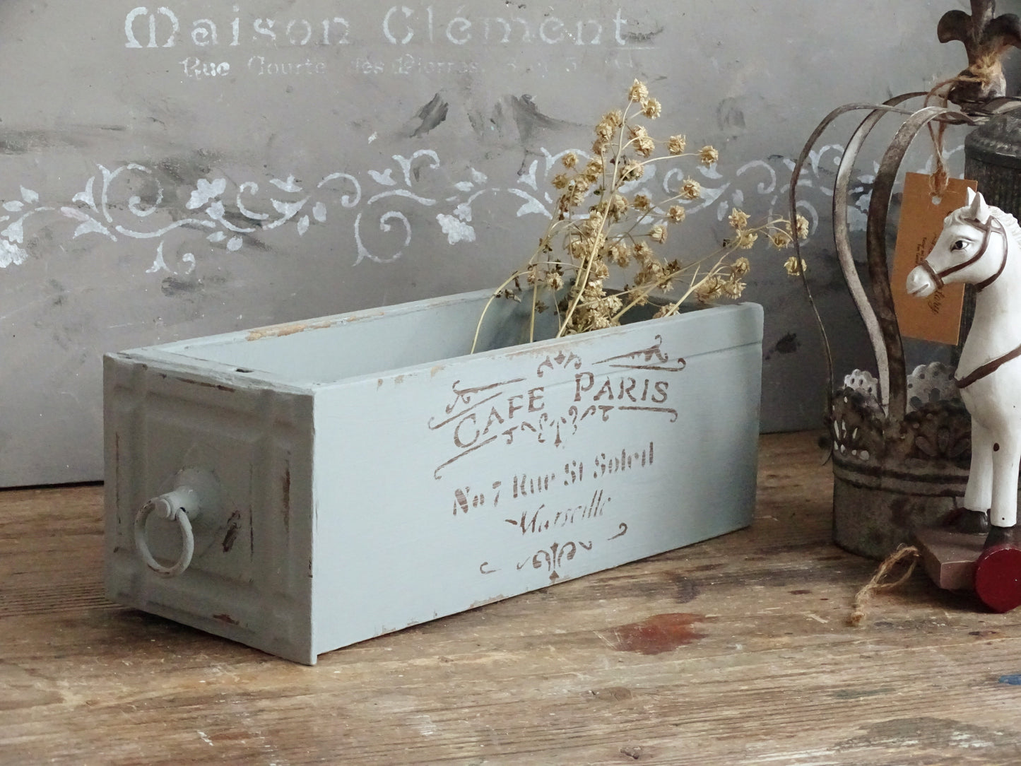 Sewing Machine Drawer, Distressed Wood Cabinet Drawer Tray, Tabletop Storage Display Box, Card File Desk Organizer