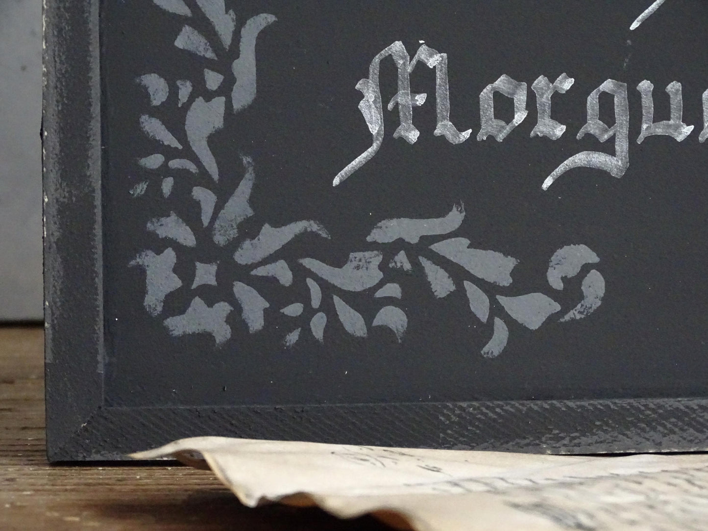 Prettiest Girl in the Morgue. Gothic Original Artwork on Wood, Hand Painted, Hand Lettered