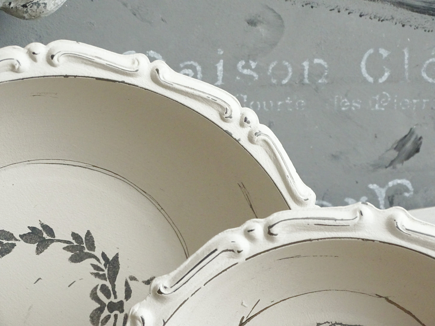 White Ornate Metal Bowl, Round Trinket Tray, Shabby Chic Decor