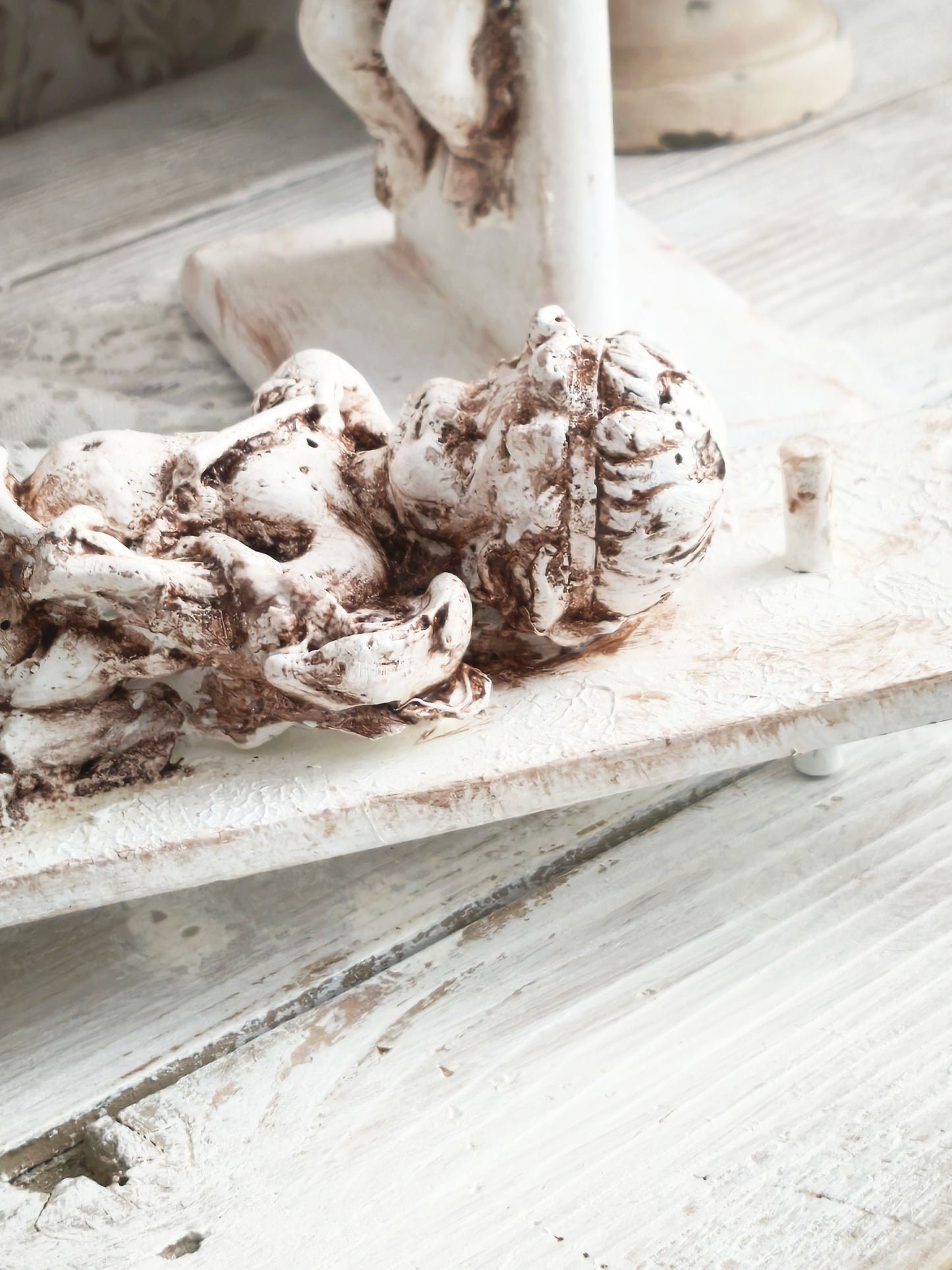 Plaster Cherub Sculpture on Stand, Chalkware Angel Statue