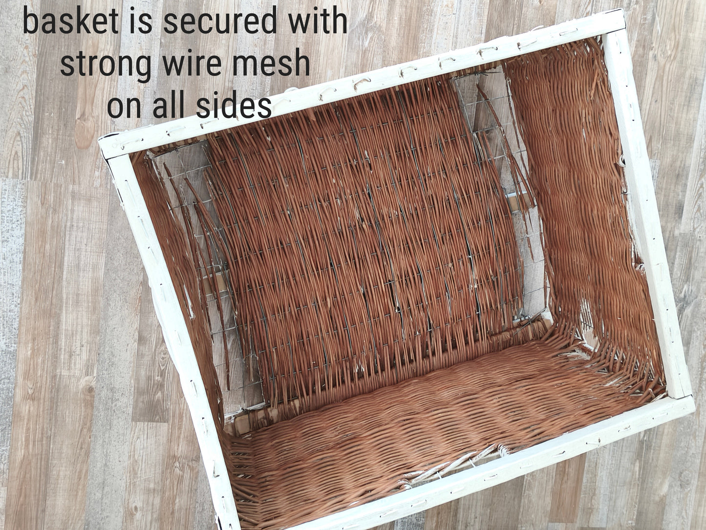 Large Beige Wicker Storage Basket, Chest, Laundry Hamper, Bin,