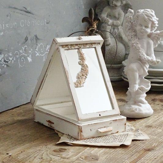 White Mirrored Wooden Box, Shaving Box