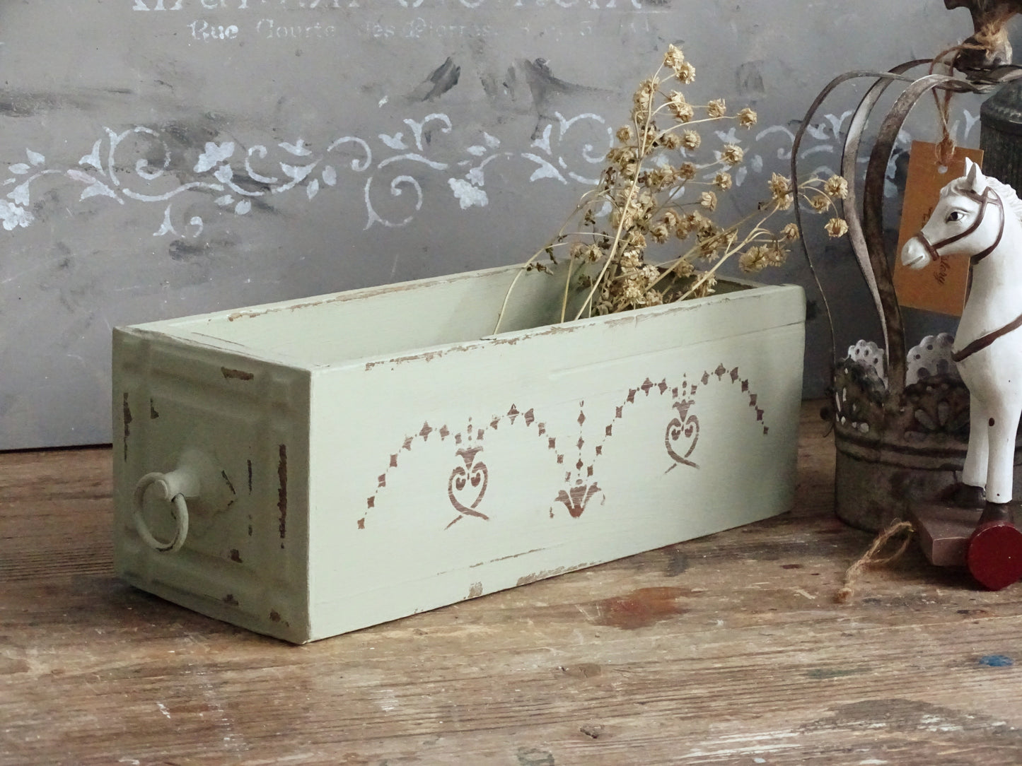 Sewing Machine Drawer, Distressed Wood Cabinet Drawer Tray, Tabletop Storage Display Box, Card File Desk Organizer
