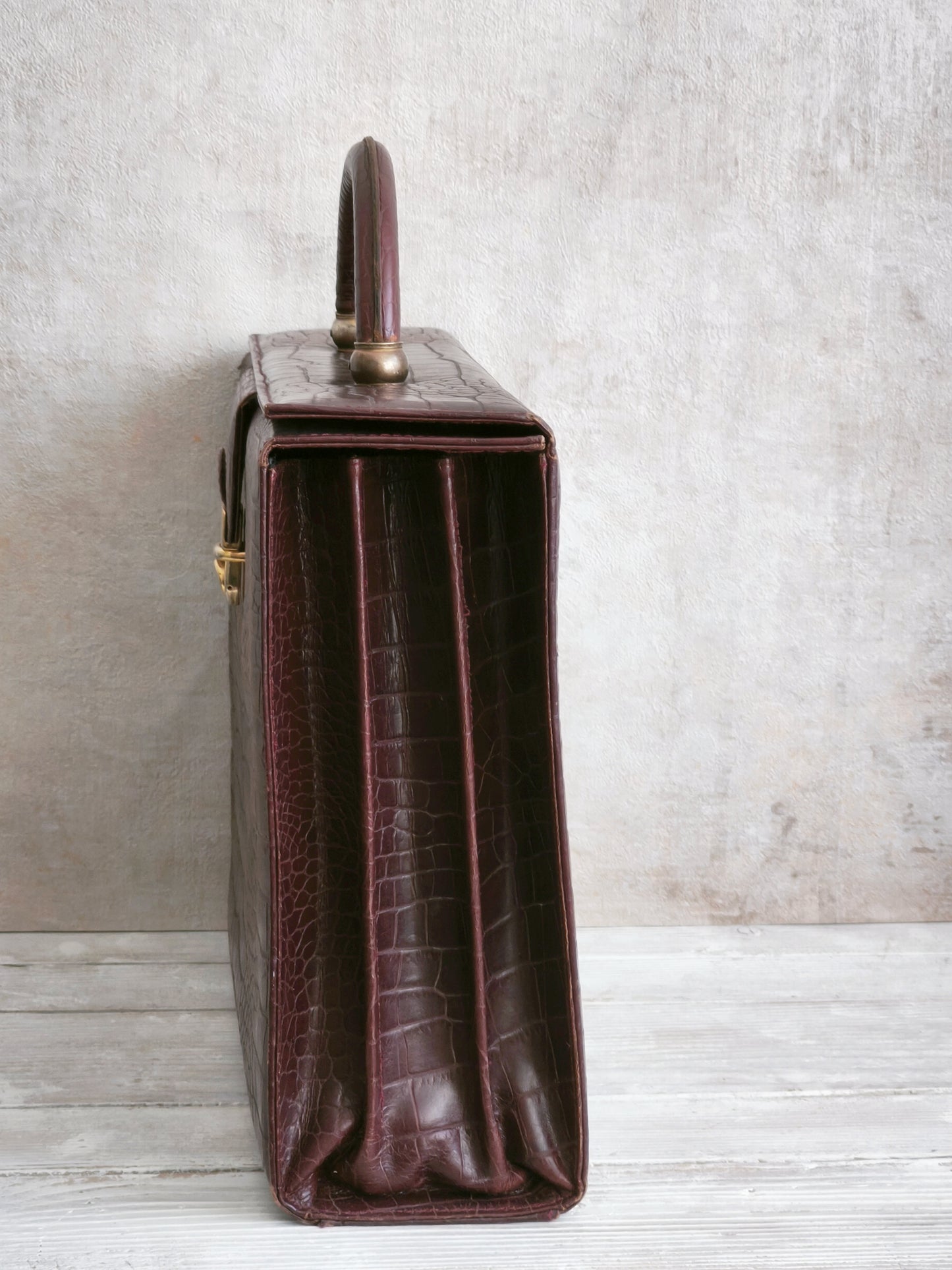 Maroon Embossed Leather Briefcase, Attache Case, Office Business Bag, Laptop Coach Briefcase, Notebook Bag, Portfolio Messenger Bag