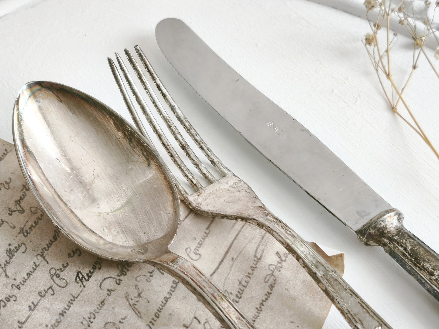 24 pcs Antique Silverplated Flatware Ornate Baroque Design, Escroignard & Cie