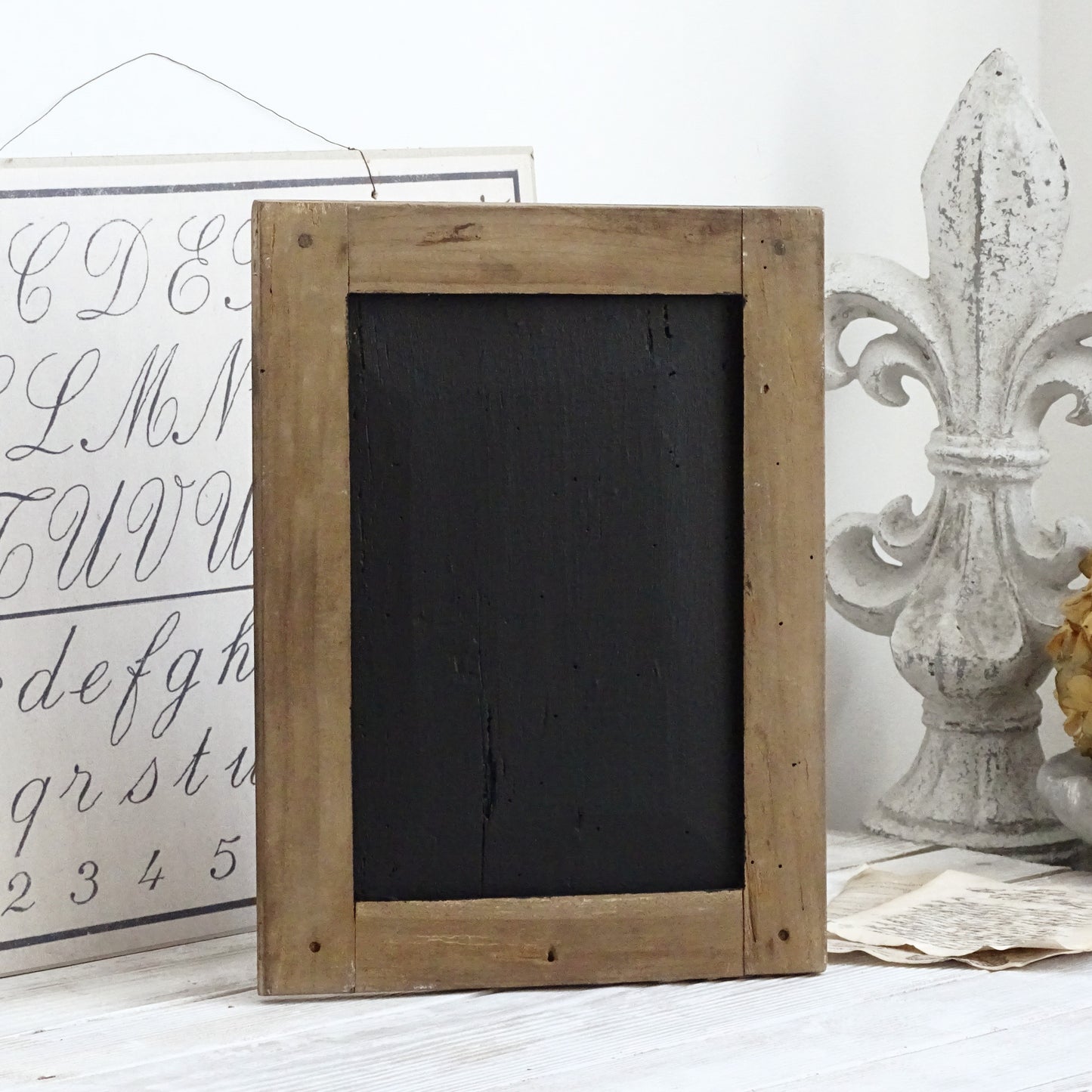 Small Antique Chalkboard: Primitive Framed School Slate Board