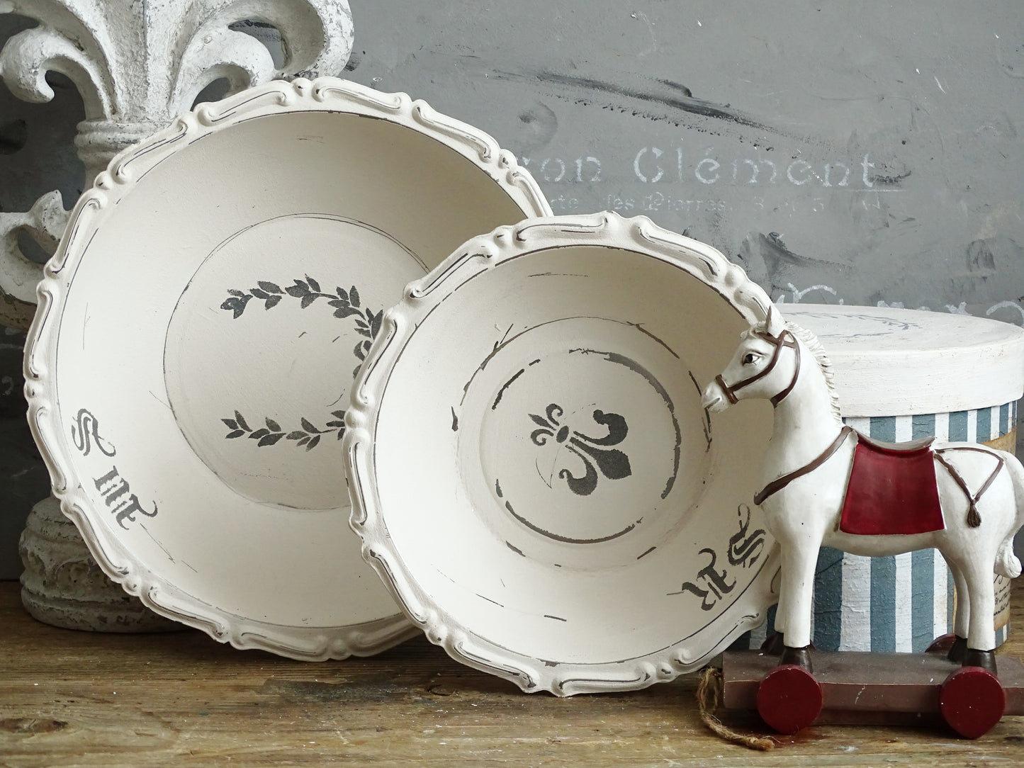 White Ornate Metal Bowl, Round Trinket Tray, Shabby Chic Decor