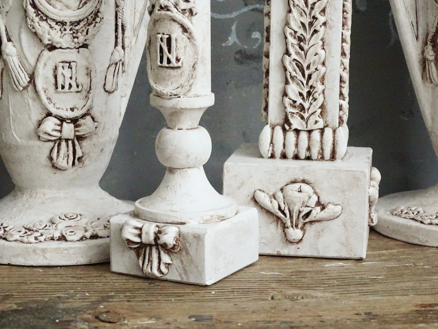 White Decorative Metal Urn Vase, Shabby Chic Decor