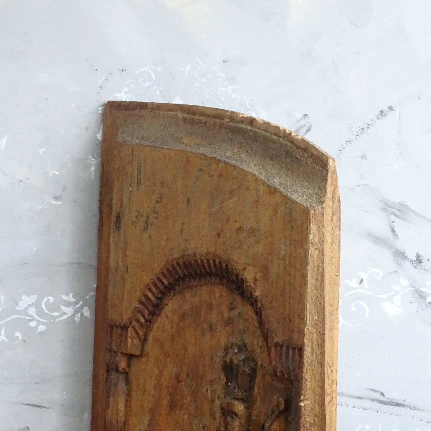 Saint Florian Hand Carved Wooden Panel, Rustic Primitive Carving Folk Art Plaque