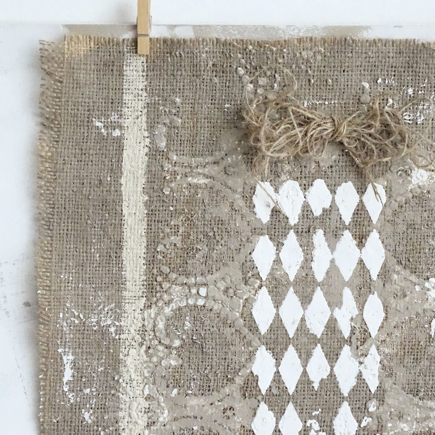 Abstract Burlap Tapestry Textile Wall Art, Neutral Wabi Sabi Wall Hanging, Contemporary Decor