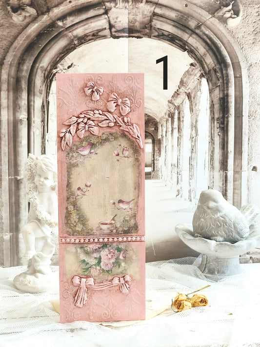 French Decor Wall Wooden Plaque with Birds and Roses
