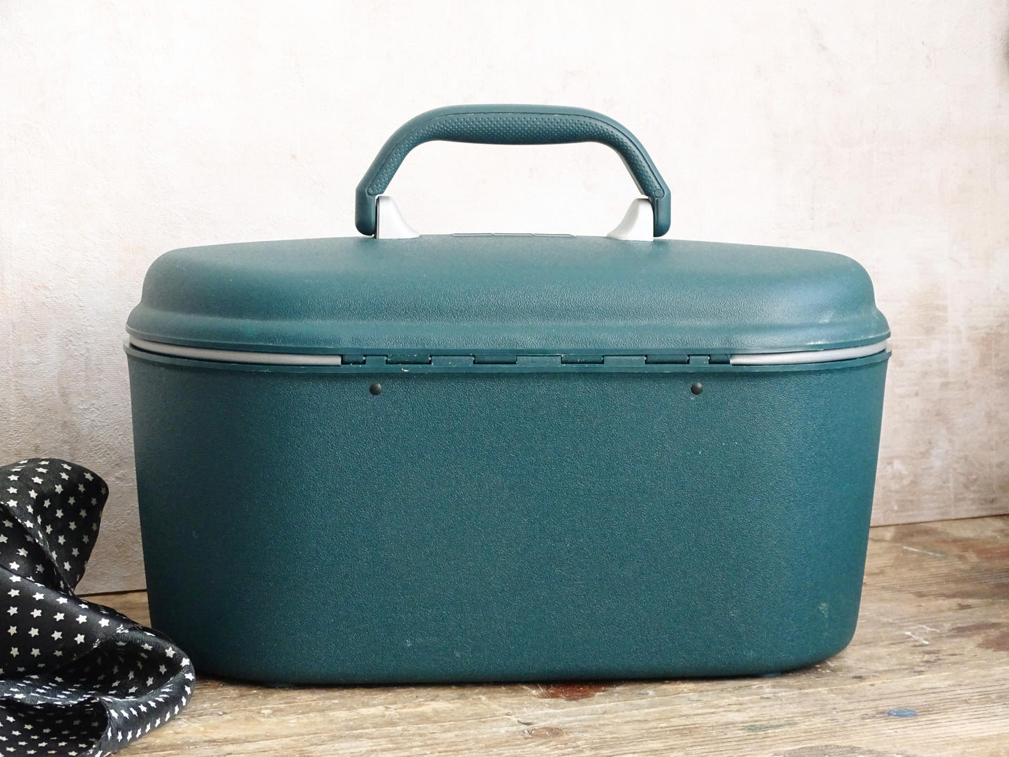 Vintage Green Samsonite Train Case, Hard Shell Makeup Vanity Travel Case