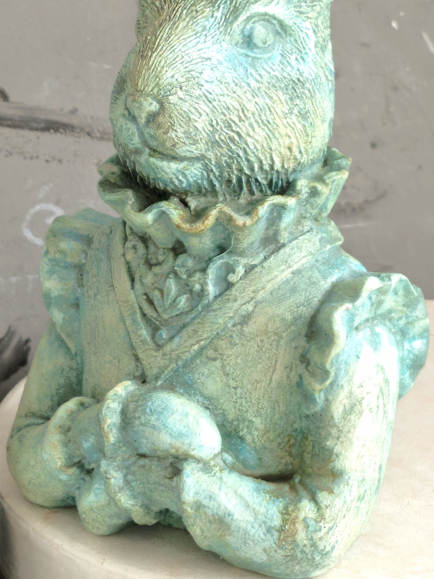 Turquoise Blue Rabbit Hare Bust Statue, Figurine, Ornament, Shabby Chic Decor