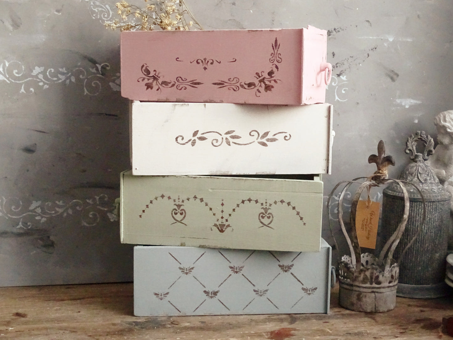 Sewing Machine Drawer, Distressed Wood Cabinet Drawer Tray, Tabletop Storage Display Box, Card File Desk Organizer