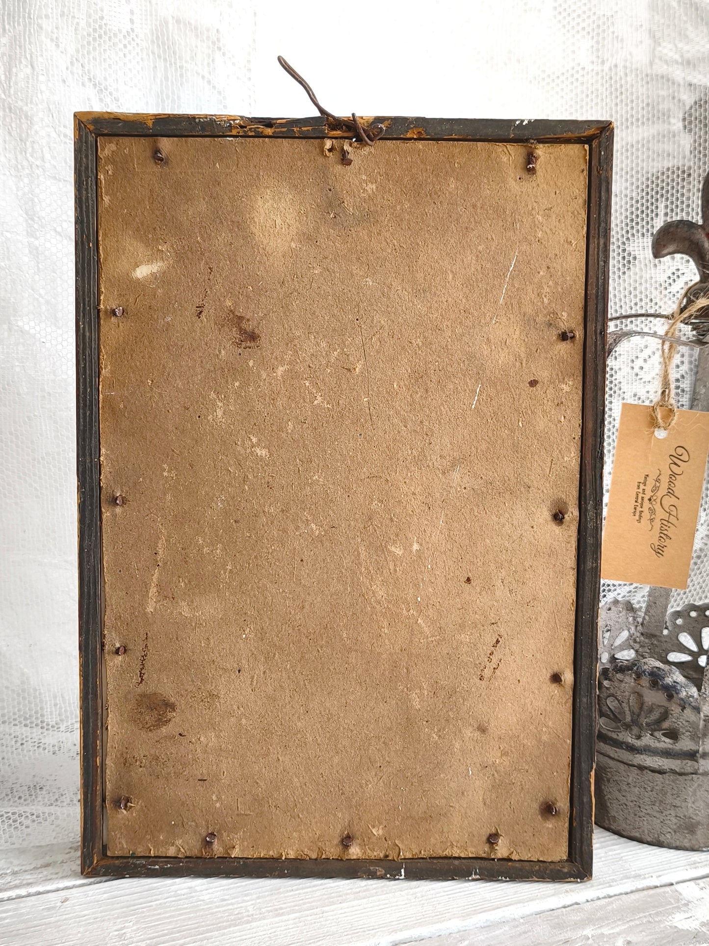 Antique German Falcon Print in Metal Frame