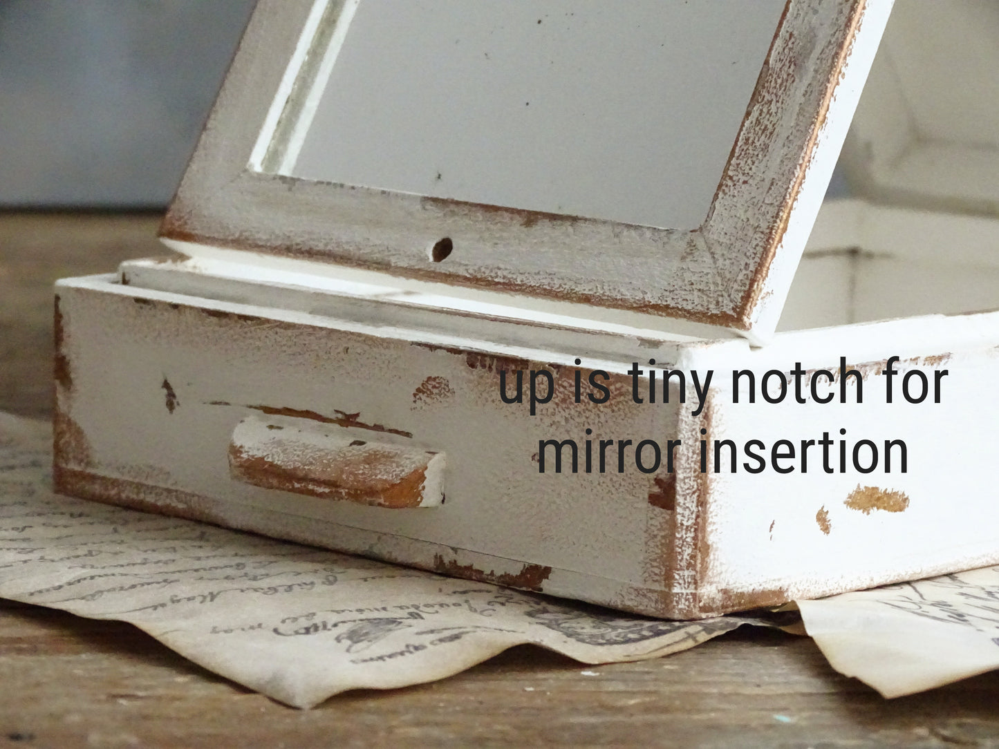 White Mirrored Wooden Box, Shaving Box