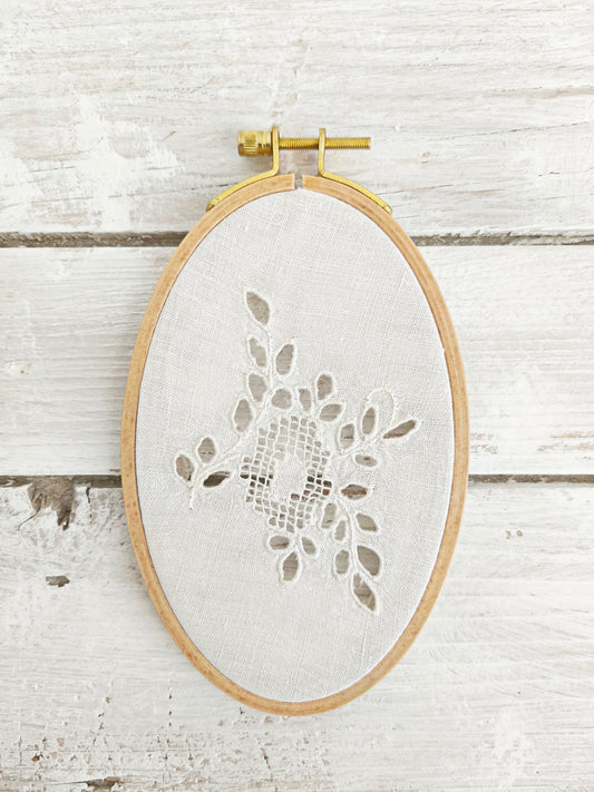 Handmade Embroidery Hoop Art Framed Lace
