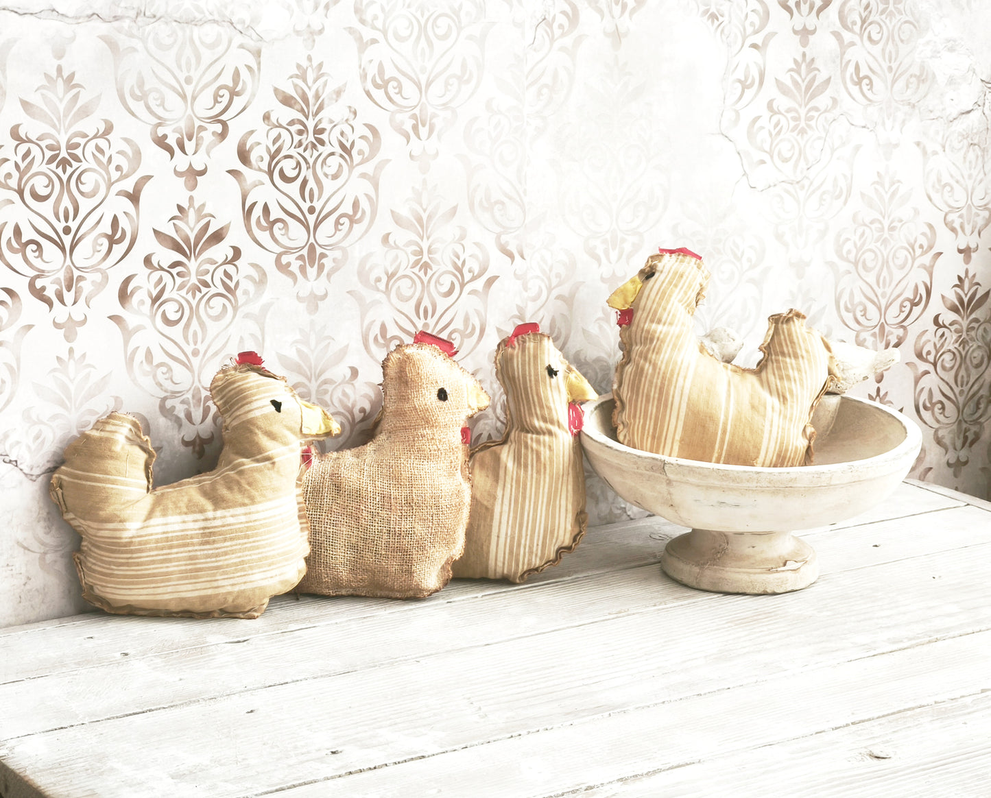 Primitive Farmhouse Fabric Chicken Doll