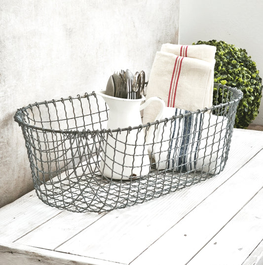 Vintage Oval Wire Basket