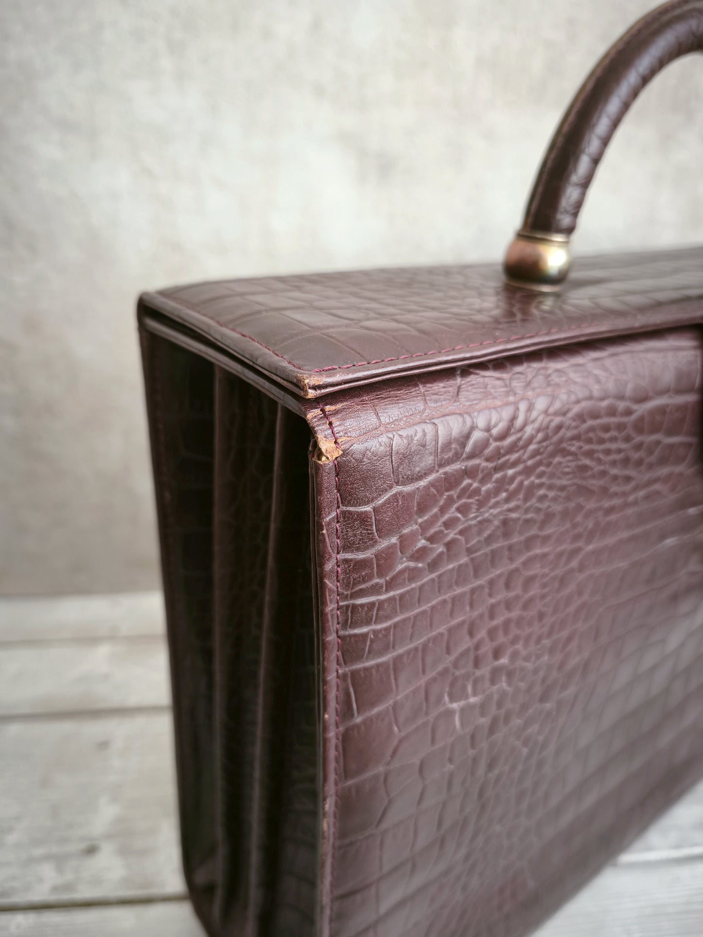 Maroon Embossed Leather Briefcase, Attache Case, Office Business Bag, Laptop Coach Briefcase, Notebook Bag, Portfolio Messenger Bag